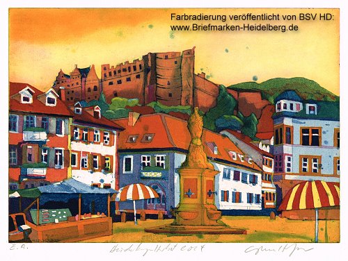 'Heidelberger Herbst 2014' Grafik / Farbradierung von Gerhard Hofmann